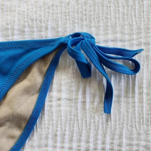 LIPS Brand Bikini Swim Bottoms Blue Side Tie XS - Picture 2 of 6